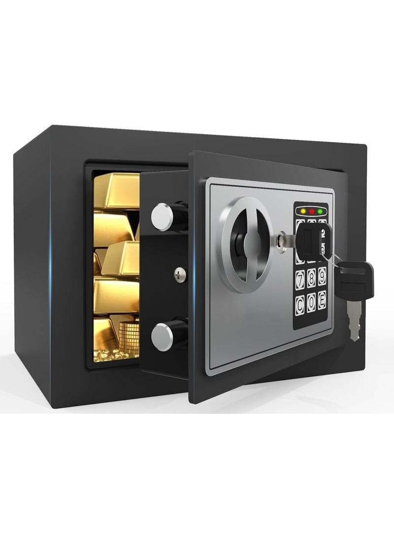 توريسيك خزنة أمنية - خزنة صغيرة للنقود مزودة برمز ومفاتيح، خزنة صغيرة متينة للنقود مزودة بلوحة مفاتيح إلكترونية رقمية للأمن للمكتب المنزلي والفندق - Image 1