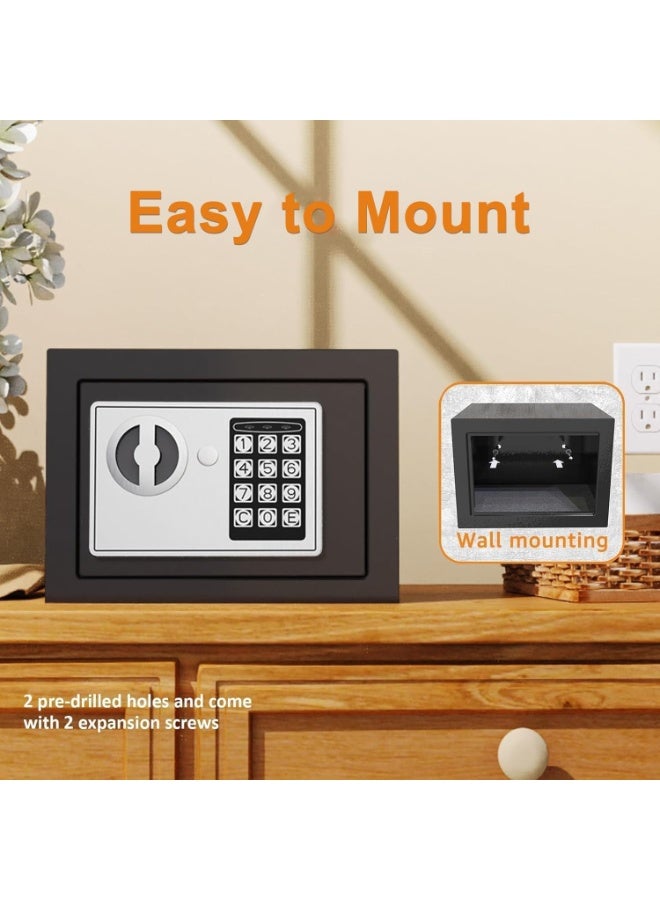 توريسيك خزنة أمنية - خزنة صغيرة للنقود مزودة برمز ومفاتيح، خزنة صغيرة متينة للنقود مزودة بلوحة مفاتيح إلكترونية رقمية للأمن للمكتب المنزلي والفندق - Image 5
