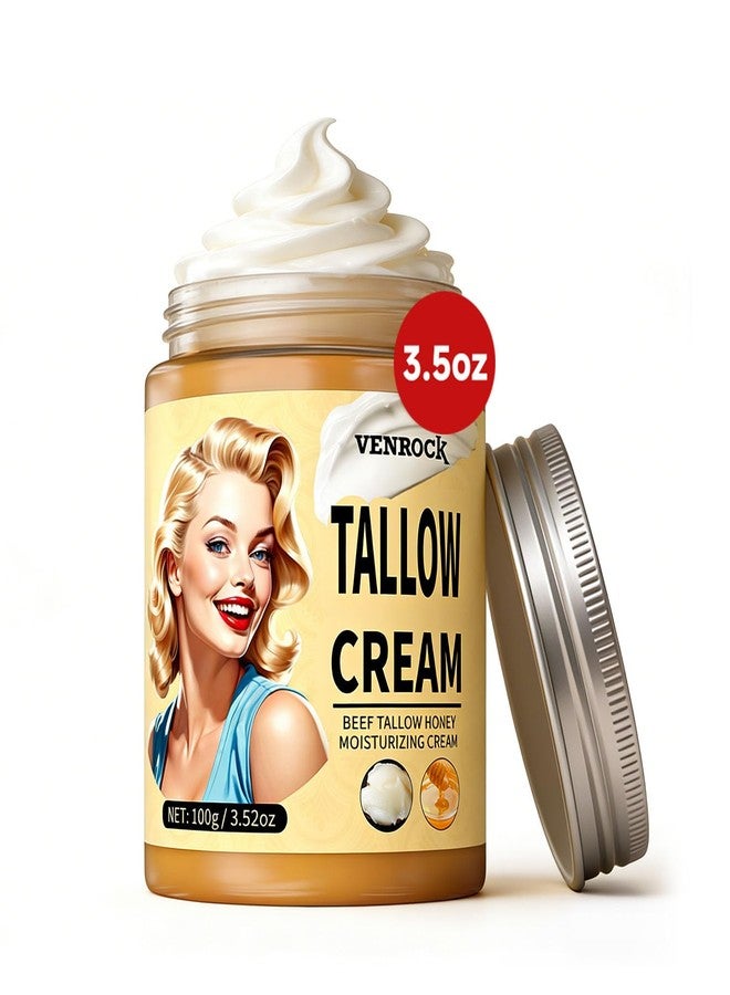Venrock Beef Tallow Balm with Honey, Hyaluronic Acid & Niacinamide - Non-Greasy, Quick Absorbing Whipped Face Moisturizer for Soft, Smooth, Hydrated Skin 3.5oz - Image 1