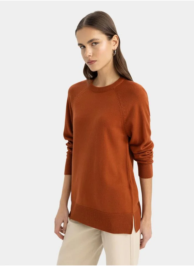 DeFacto Solid Raglan Sleeve Regular Fit Sweater by Styli
