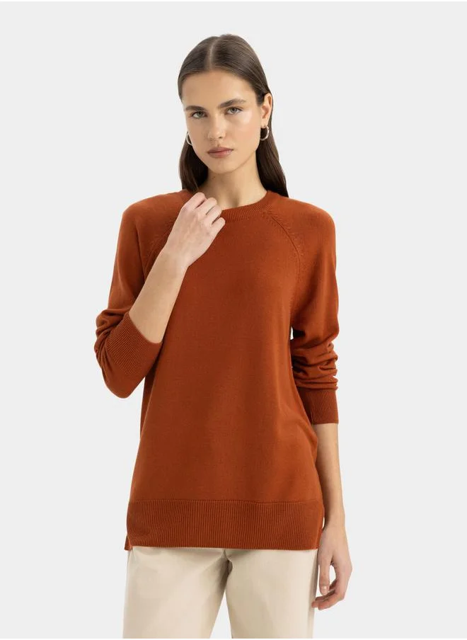 DeFacto Solid Raglan Sleeve Regular Fit Sweater by Styli