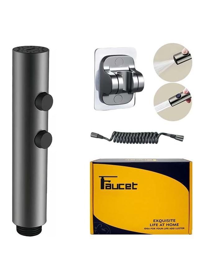 The Bros مجموعة شطاف من الفولاذ المقاوم للصدأ - رشاش دش محمول مع خرطوم متميز بطول 2م وقاعدة حائط، رشاش تنظيف قاع المرحاض للحمام (وضعين) - Image 2