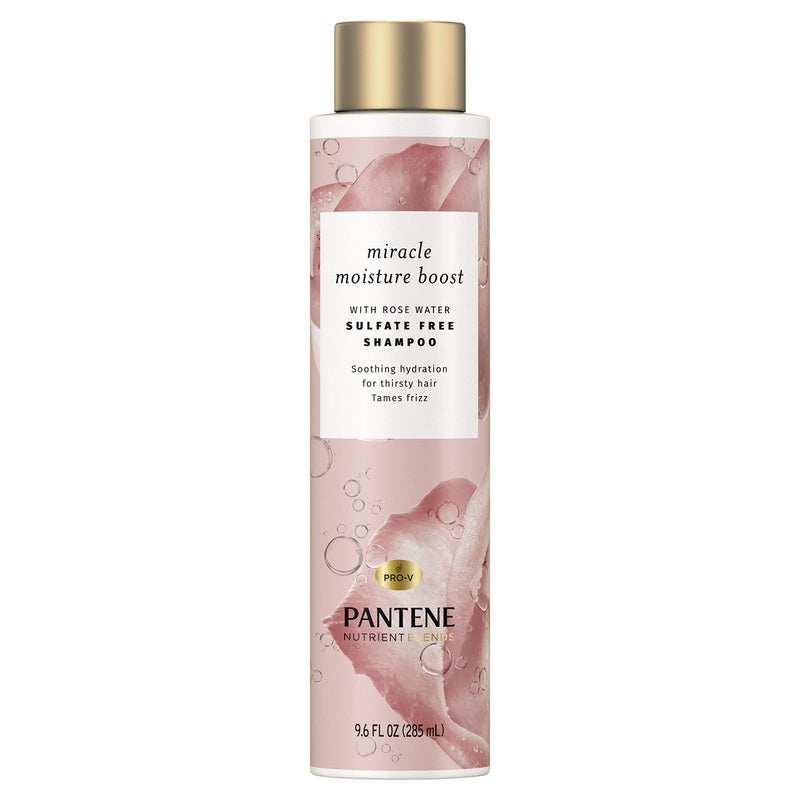 Pantene Nutrient Blends Miracle Moisture Boost Rose Water Shampoo for Dry Hair, Sulfate Free, Floral, 9.6 Fl Oz - Image 1