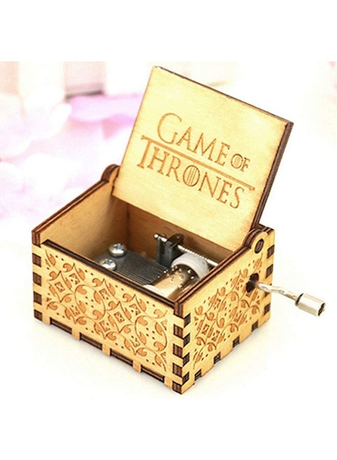 إيثيو صندوق موسيقى EITHEO خشبي فريد من نوعه منحوت يدويًا بمقبض خشبي بتصميم لعبة GOT - Image 1