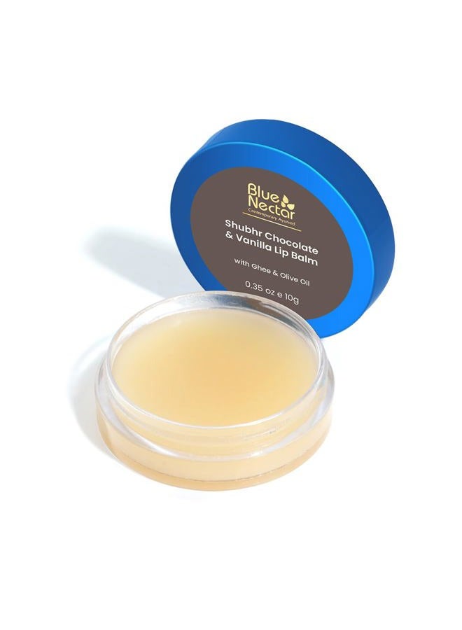 Blue Nectar Natural Lip Balm Chocolate & Vanilla with Organic Ghee for Dry Lips | Herbal Ayurvedic Hydrating Lip Gloss for Women (0.35 oz, 12 Herbs) - Image 1