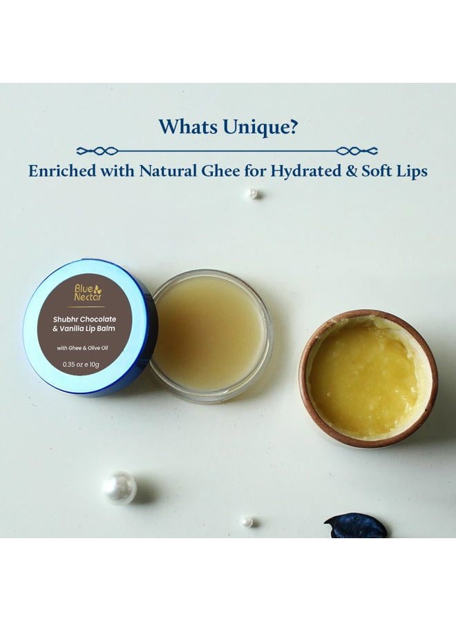 Blue Nectar Natural Lip Balm Chocolate & Vanilla with Organic Ghee for Dry Lips | Herbal Ayurvedic Hydrating Lip Gloss for Women (0.35 oz, 12 Herbs) - Image 2