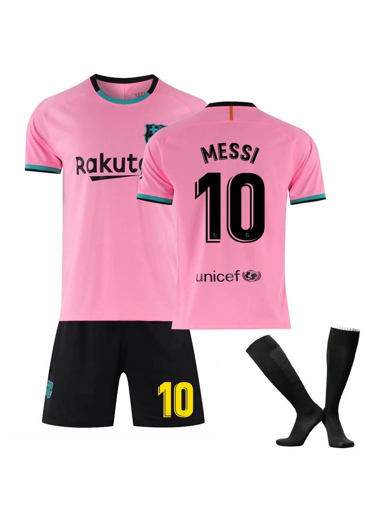general Barcelona Football Jersey Messi #10 Football Jersey/Shorts Socks Gift Set Kids Size & Adult Size for Fans Friends - Image 1