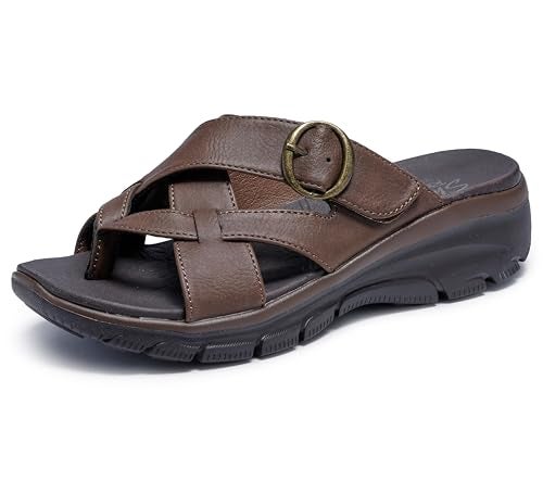 SKECHERS صندل سكيشرز النسائي السهل - غروب الشمس، شوكولاتة 6 م - Image 1