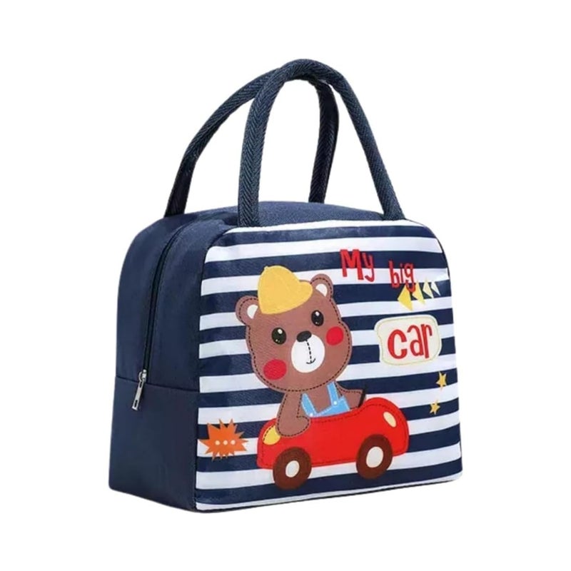 KEETLY Insulated Lunch Bag with Design, 23 cm x 19 cm, Cartoon Design Lunch Bag, Cartoon Design Lunch for Kids, Girls, Boys, Picnic Bags Thermal Insulated Bags, Easy to wash Bags. (Blue Bear with car) - Image 5