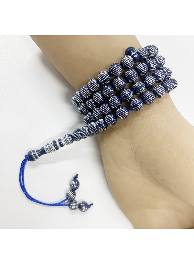 NIBEMINENT 99 Muslim Prayer Beads Dark Blue/7mm 