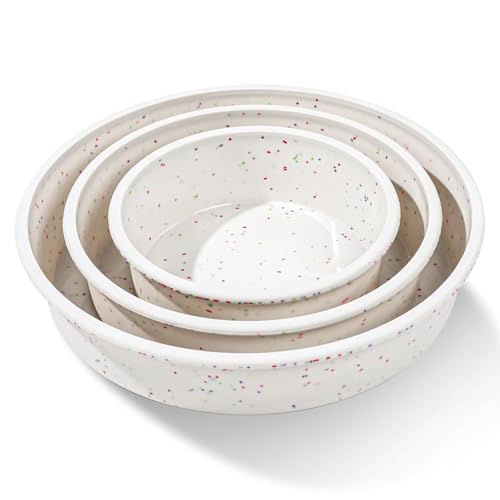 Vinino 3 Pack Round Cake Pan Set 6810 with Metal Reinforced Frame Circle Cake Pan for Baking Nonstick Silicone Springform Pan for Baking Suitable for Making Layers Cheese Chocolate Cakes - Image 1