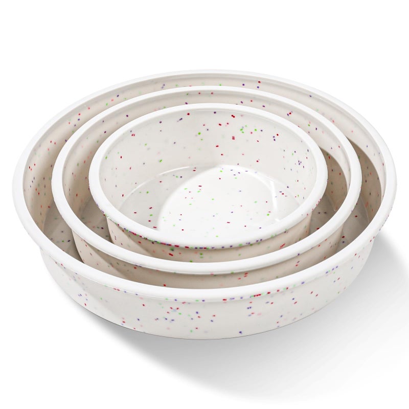 Vinino 3 Pack Round Cake Pan Set 6810 with Metal Reinforced Frame Circle Cake Pan for Baking Nonstick Silicone Springform Pan for Baking Suitable for Making Layers Cheese Chocolate Cakes - Image 2