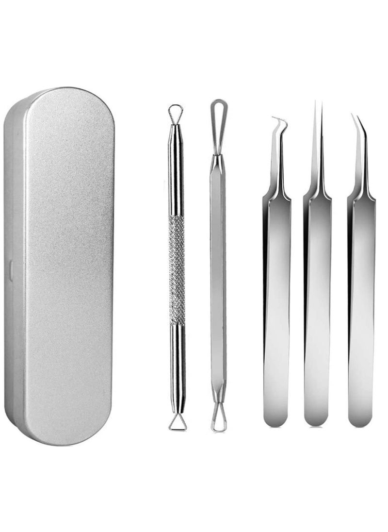 SYOSI - 5PCS Blackhead Remover Tool Set Acne Extractor Comedone Pimples Spot and Zit Removal Tool With Case - Image 1
