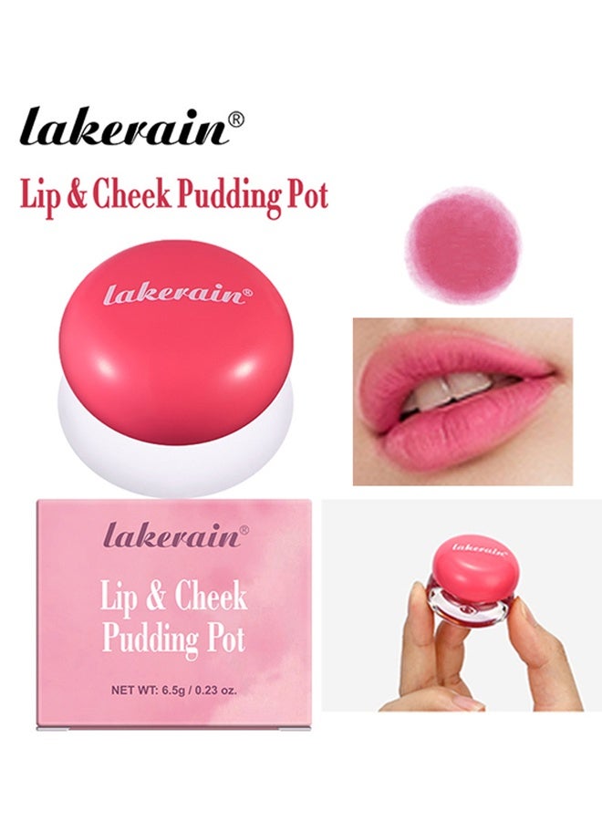 lakerain Lip & Cheek Pudding Pot ,Multi-Use Soft Matte Cream Blush, Buildable Lightweight Formula Lips and Cheeks Tint #5 - Image 1