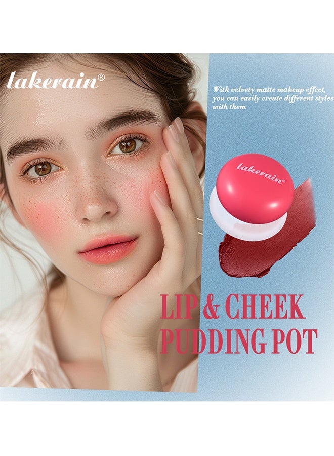 lakerain Lip & Cheek Pudding Pot ,Multi-Use Soft Matte Cream Blush, Buildable Lightweight Formula Lips and Cheeks Tint #5 - Image 4