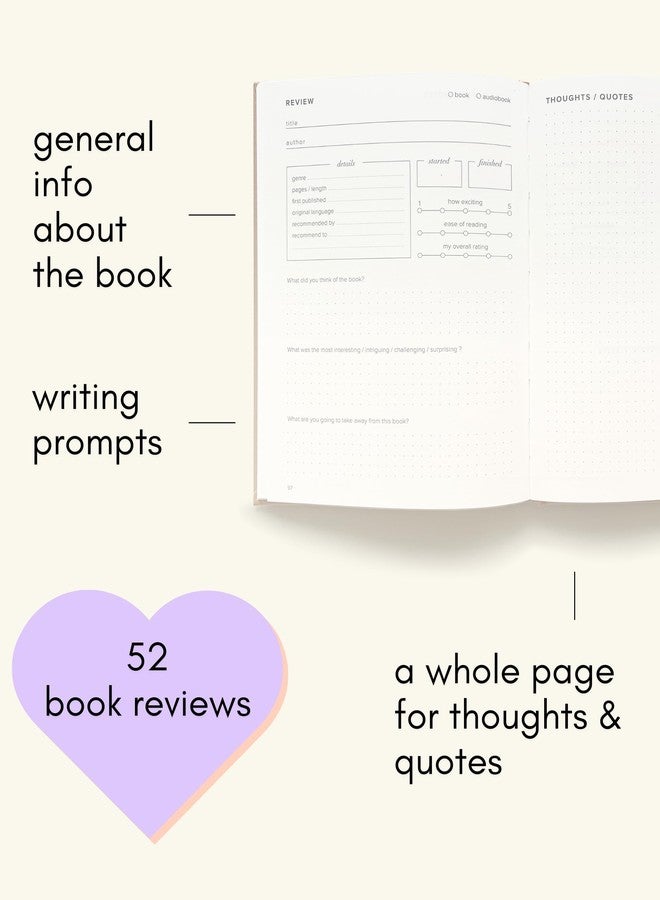 KUNITSA CO. Reading Journal. Book Journal for Book Lovers & Readers. Review and Track Your Reading (Burgundy) - 52 book reviews - Image 4