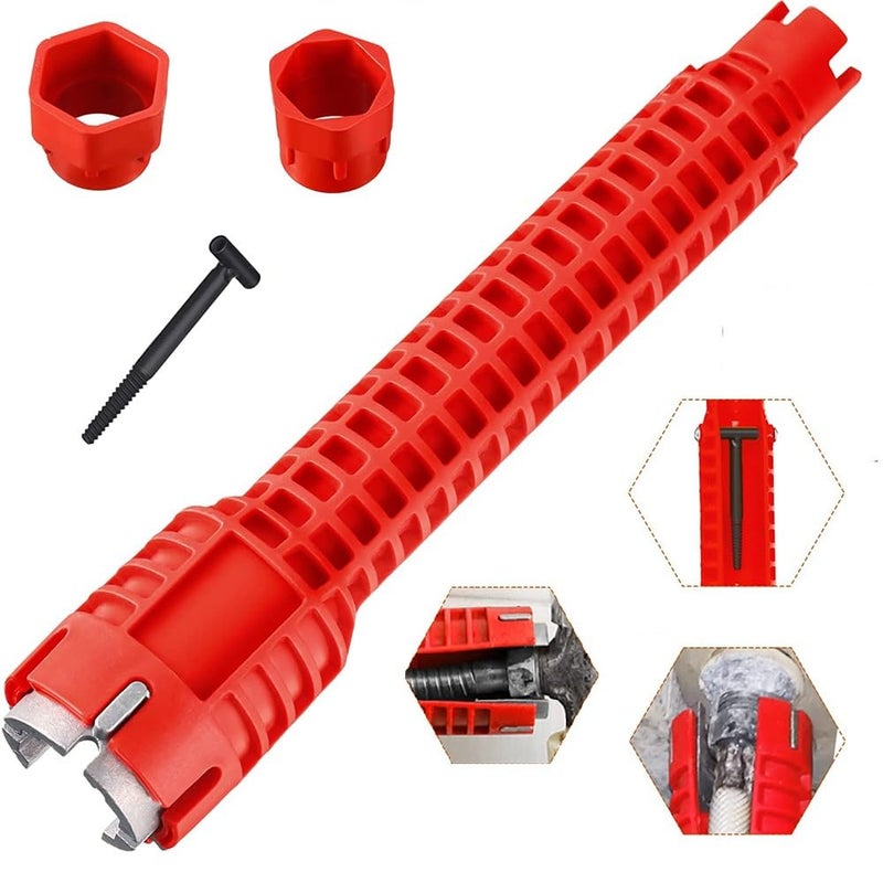 Helmik Helmik Sink Wrench Water Pipe Sink Faucet Installer Wrench Tool 8 in 1 Plumbing Tool for Basin Toilet Bathroom Pipe and Kitchen Smart Plumbing Tool  - Image 1
