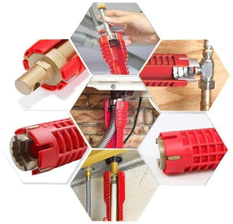 Helmik Helmik Sink Wrench Water Pipe Sink Faucet Installer Wrench Tool 8 in 1 Plumbing Tool for Basin Toilet Bathroom Pipe and Kitchen Smart Plumbing Tool  - Image 3