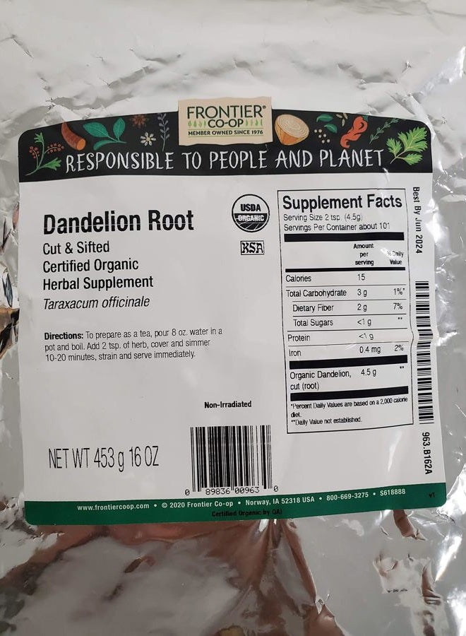 Frontier Co-op Frontier Herb Dandelion Root - Organic - Cut and Sifted - Bulk - 1 lb, Botanicals and Herbs, Dried Herbs 95%+ Organic  - Image 2