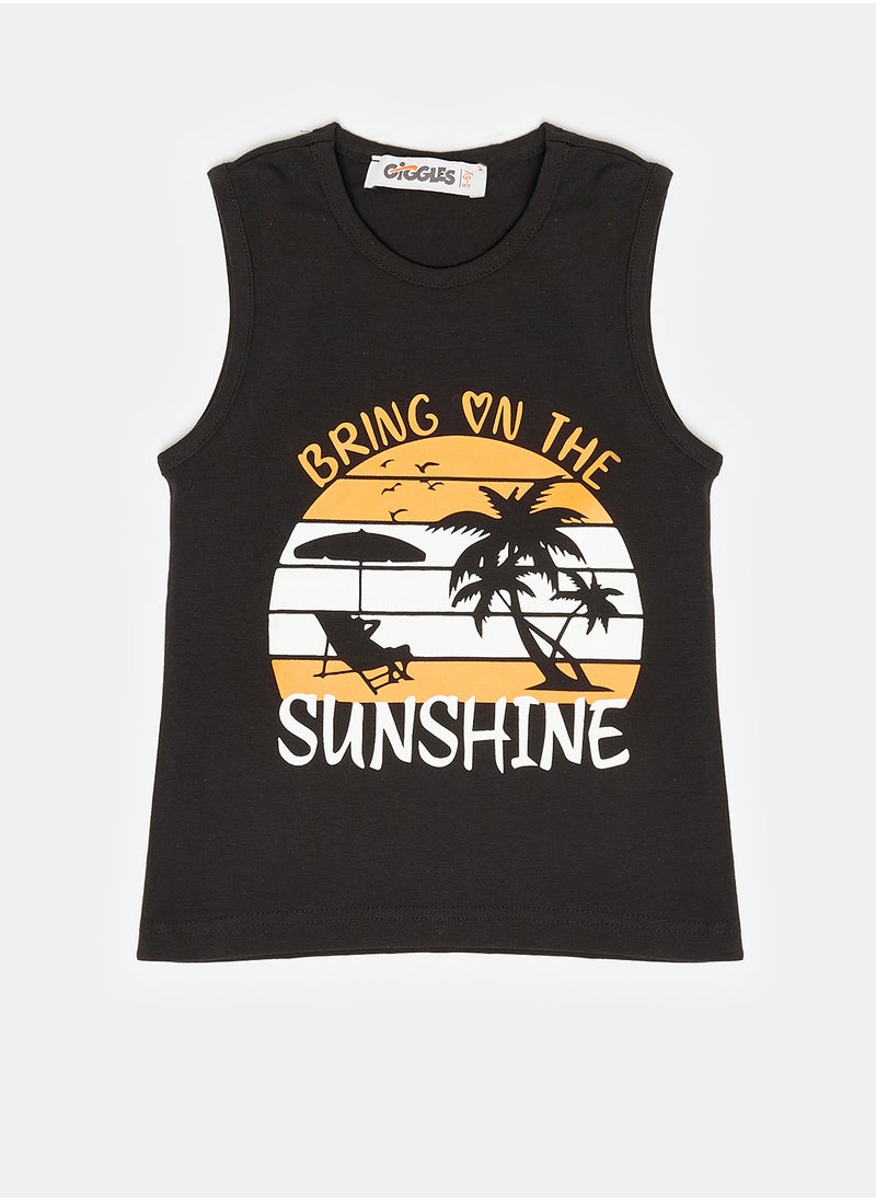 giggles - TANK TOP BlacK Kids Boys - Image 1