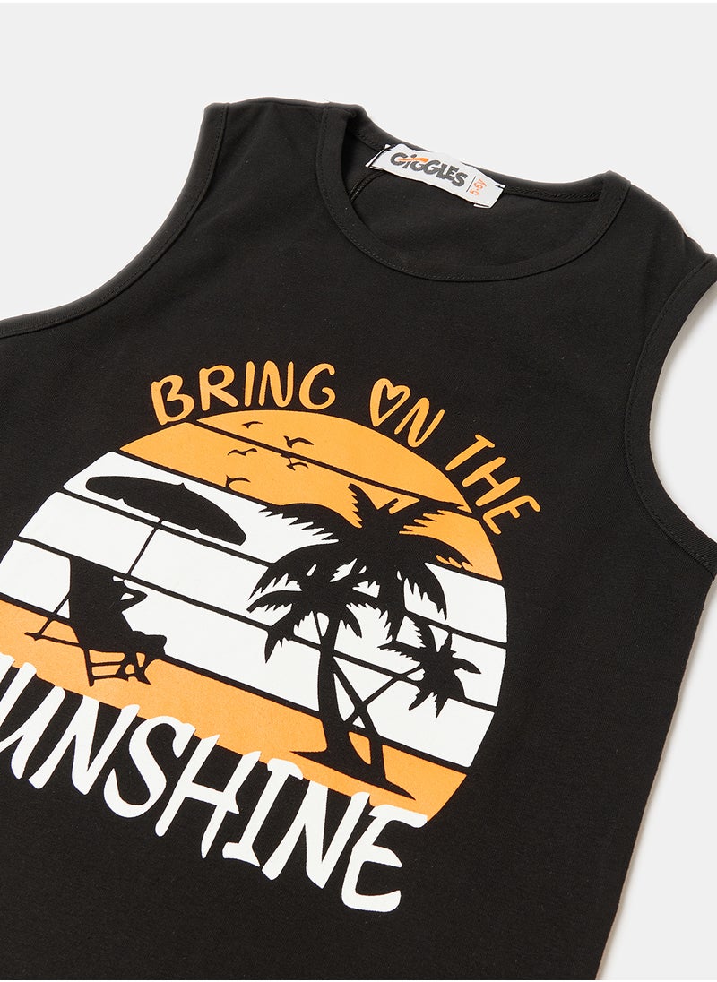 giggles - TANK TOP BlacK Kids Boys - Image 1