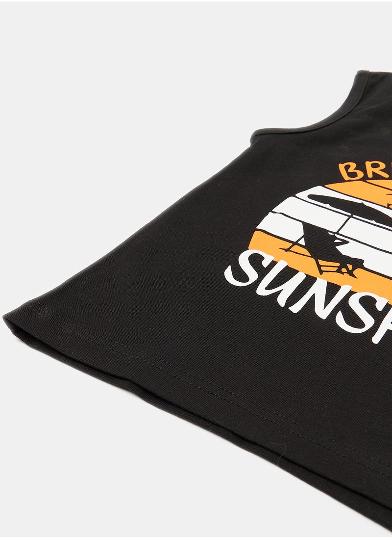 giggles - TANK TOP BlacK Kids Boys - Image 1