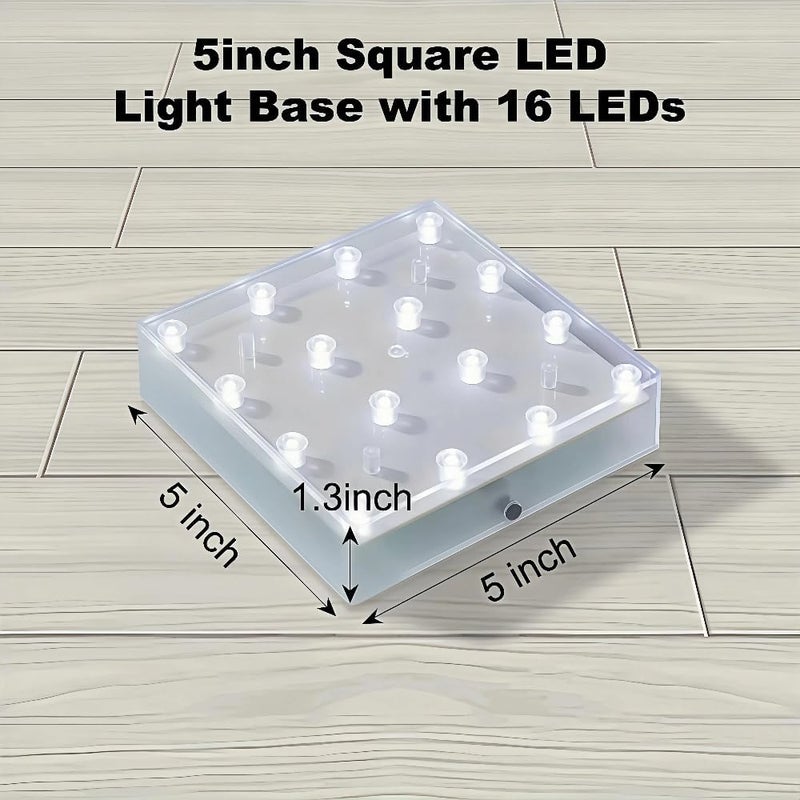 Simplelight4you Store Simplelight 5 Inch Square LED Light Base - Perfect for Glass Art, Ideal Led Display for Vases, Centerpieces (5inch Square LED Vase Base Light, White) - Image 3
