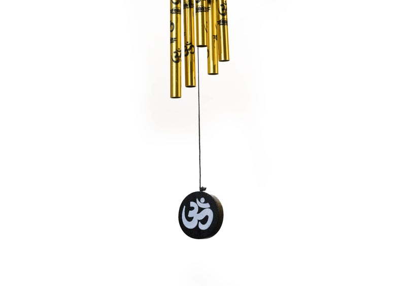 TEJ GIFTS Feng Shui Metal Wind Chime with Om Printed 5 Pipes for Positive Energy, Decorative Outdoor/Indoor Hanging Bells, Good Luck Chimes for Home/Balcony Decoration (Pack of 2 Gold-Silver) - Image 4