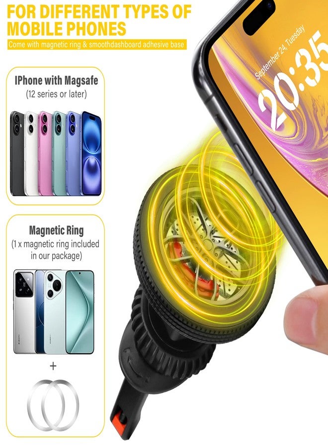 Vynora Magnetic Car Phone Holder, Car Mount, 360° Rotation Phone Holder with 2 Magnetic Rings, Car Accessories Compatible with Smartphones, Car Models - Image 5