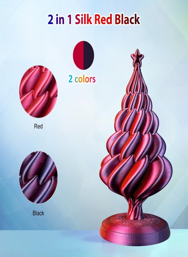3Dgenius Silk Dual Color PLA Filament 1.75mm, 2-in-1 Coextruded Shiny Multicolor 3D Printer Filament, 1KG(2.2lbs) Spool, Silk Black/Red, Clog-Free & Bubble-Free for FDM 3D Printers - Image 4