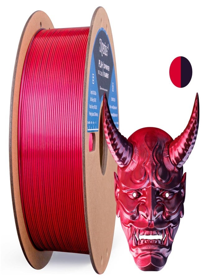 3Dgenius Silk Dual Color PLA Filament 1.75mm, 2-in-1 Coextruded Shiny Multicolor 3D Printer Filament, 1KG(2.2lbs) Spool, Silk Black/Red, Clog-Free & Bubble-Free for FDM 3D Printers - Image 1