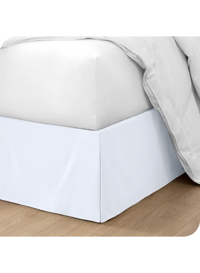 Bare Home Kids Twin Bed Skirt 15Inch Tailored Drop Easy Fit Bed Skirt for Beds Center Corner Pleats Twin White - Image 3