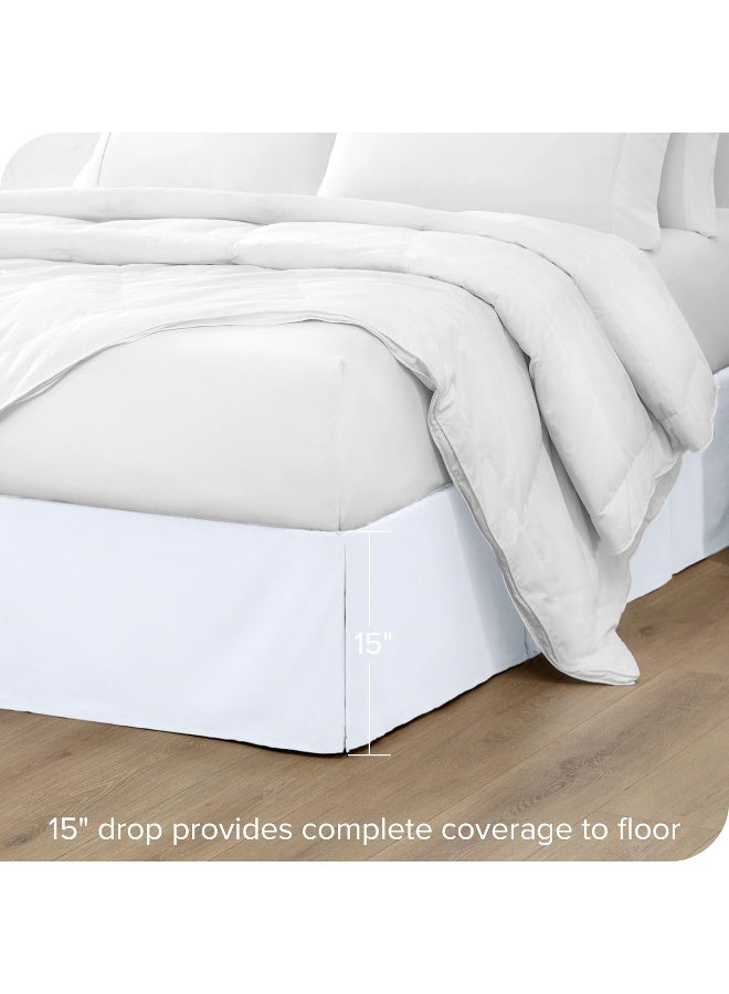 Bare Home Kids Twin Bed Skirt 15Inch Tailored Drop Easy Fit Bed Skirt for Beds Center Corner Pleats Twin White - Image 2