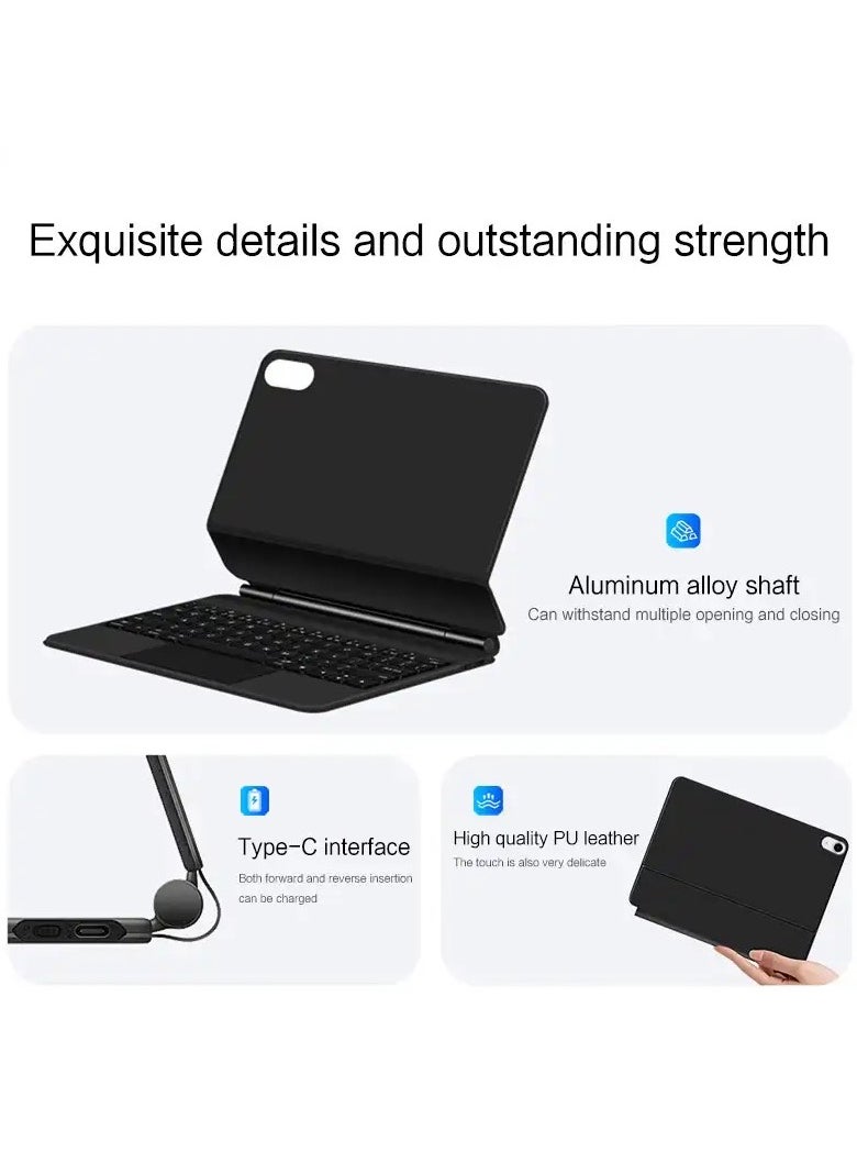 Generic - لوحة مفاتيح لاسلكية سحرية لجهاز iPad 10 2022 10.9 (الجيل العاشر) عربي + إنجليزي أبيض - Image 1