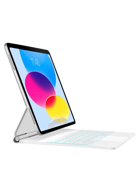 لوحة مفاتيح لاسلكية سحرية لجهاز iPad 10 2022 10.9 (الجيل العاشر) عربي + إنجليزي أبيض