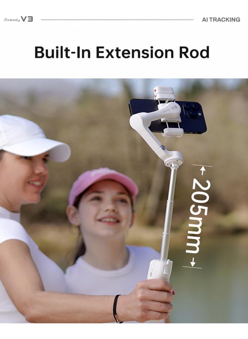hohem - hohem iSteady V3 Gimbal Stabilizer for Smartphone, AI Tracker Fill Light,Detached Remote,Built-in Tripod Extension Rod,2024 Upgraded - Image 1