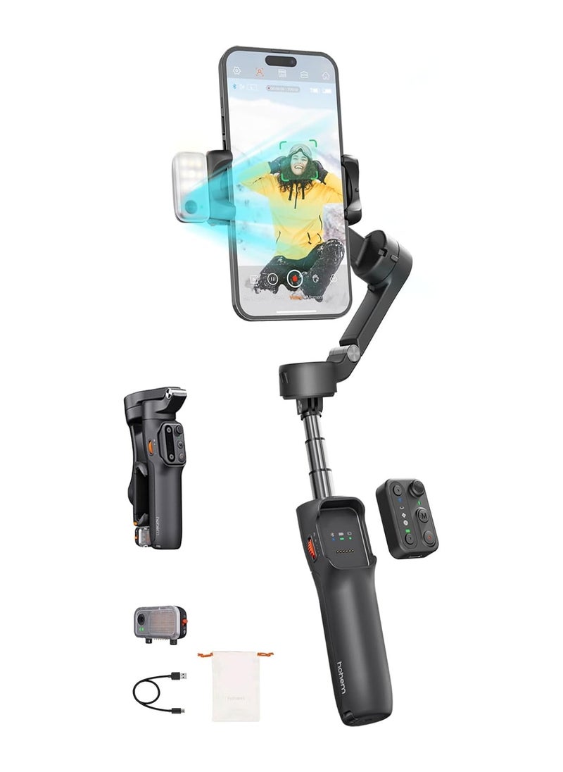 hohem - hohem iSteady V3 Gimbal Stabilizer for Smartphone, AI Tracker Fill Light,Detached Remote,Built-in Tripod Extension Rod,2024 Upgraded - Image 1