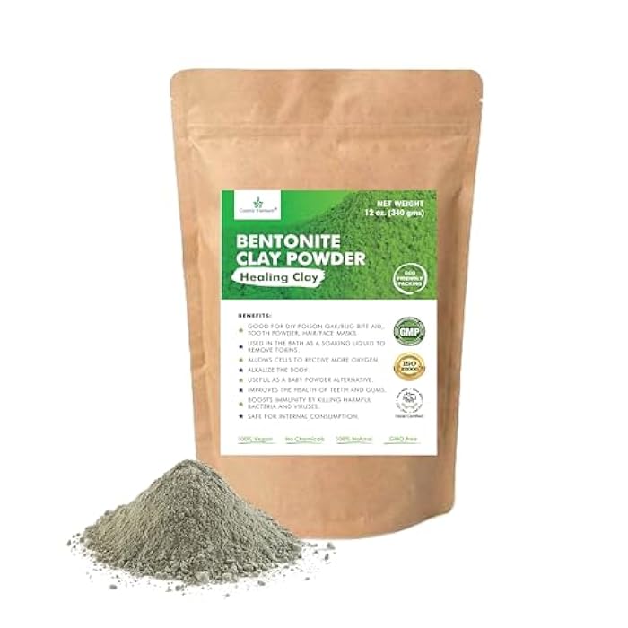 Cosmic Element 100% Pure Calcium Bentonite Clay Powder - Bentonite Clay Food Grade, Vegan, Healing Clay | Skin Care Detox - Deep Pore Cleansing Face & Body Mask for Soft, Smooth, Refreshed Skin | 12oz - Image 1