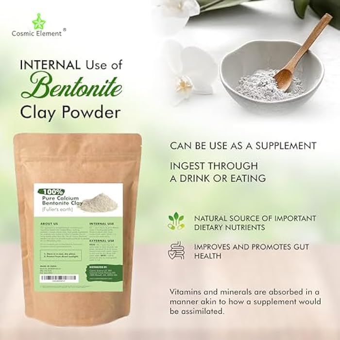 Cosmic Element 100% Pure Calcium Bentonite Clay Powder - Bentonite Clay Food Grade, Vegan, Healing Clay | Skin Care Detox - Deep Pore Cleansing Face & Body Mask for Soft, Smooth, Refreshed Skin | 12oz - Image 2