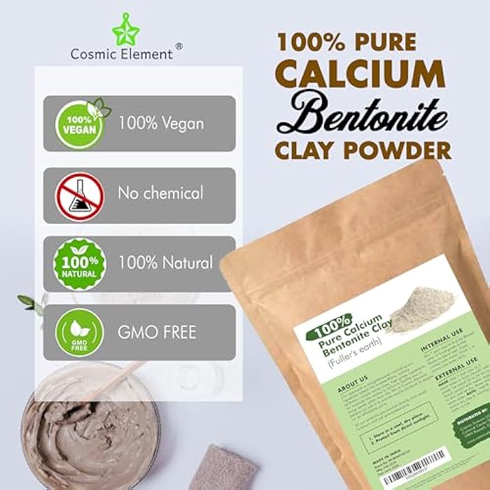 Cosmic Element 100% Pure Calcium Bentonite Clay Powder - Bentonite Clay Food Grade, Vegan, Healing Clay | Skin Care Detox - Deep Pore Cleansing Face & Body Mask for Soft, Smooth, Refreshed Skin | 12oz - Image 5