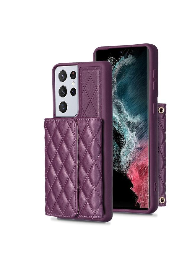 S-TOP Case For Samsung Galaxy S21 Ultra 5G Horizontal Wallet Rhombic Leather Phone Case - Image 1