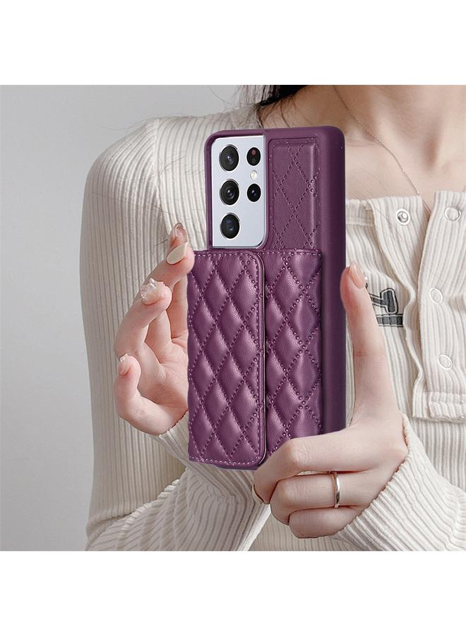 S-TOP Case For Samsung Galaxy S21 Ultra 5G Horizontal Wallet Rhombic Leather Phone Case - Image 2
