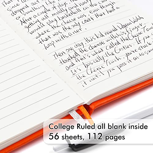 feela 3 Pack Pocket Notebook Journals with 3 Black Pens, A6 Mini Cute Small Journal Notebook Bulk Hardcover College Ruled Notepad with Pen Holder for Office School Supplies, 3.5”x 5.5”, Orange - Image 3
