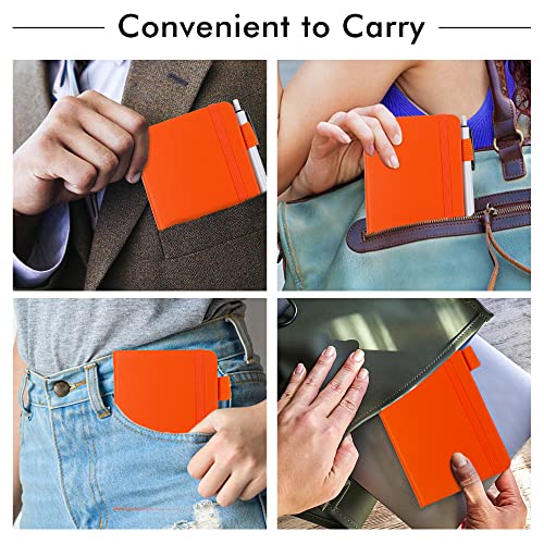 feela 3 Pack Pocket Notebook Journals with 3 Black Pens, A6 Mini Cute Small Journal Notebook Bulk Hardcover College Ruled Notepad with Pen Holder for Office School Supplies, 3.5”x 5.5”, Orange - Image 5