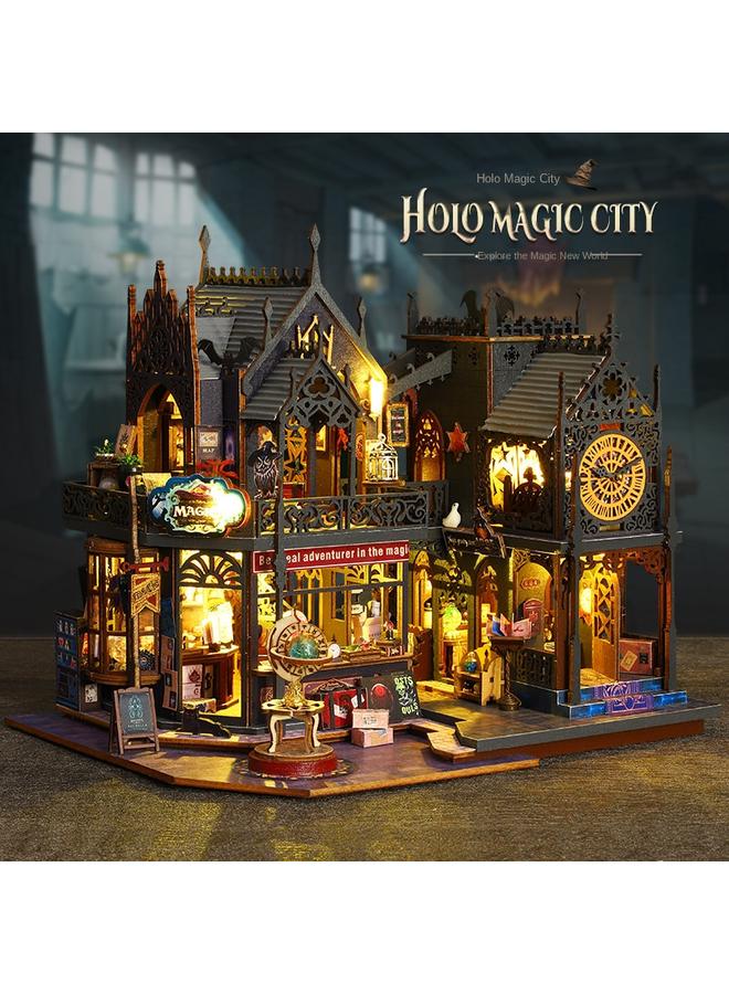 Bluejw Diy Cabin ES012 Holo Magic City Handmade Assembled Model Villa Ornaments Birthday Gift For Men And Women - Image 1