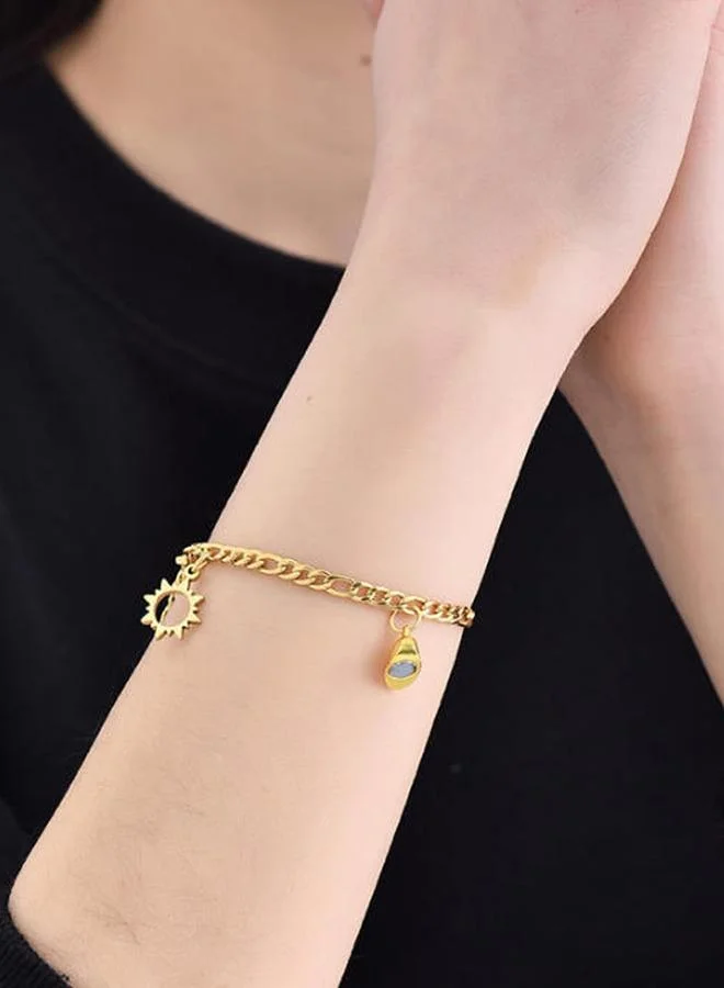Take Two Gold Sun and Moon Magnetic Couple Bracelets