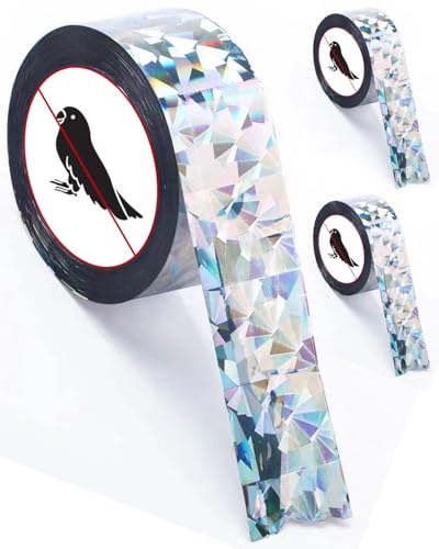 sousac 2502 Ft Bird Scare Tape Ribbon Double Sided Holographic Flash Reflective Bird Tape Deterrent Visual Audible Bird Repellent Devices for Outdoor Garden Balcony Irregular - Image 1