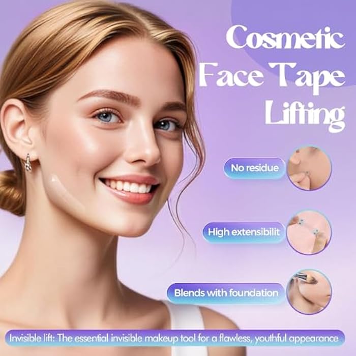 DIWUMO Neck Tape Lifting Invisible,140PCS Face Tape Lifting Invisible Face Lift Tape,Neck Lift Tape Face Lifter Tape for Makeup Instant Face Lift Facial Tape for Women Double Chin Jowls Eyebrow Sagging Skin - Image 2