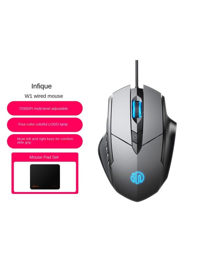 إنفيك Inphic W1 Wired Mouse For Gaming, Business, Office, And Home Use With Silent Click [mouse Pad Set] - Image 1