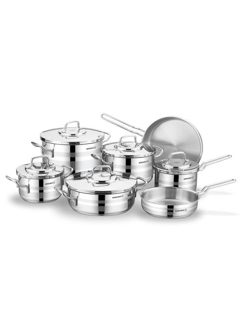 طقم قدور استيل كوركماز أسترون 12 قطعة